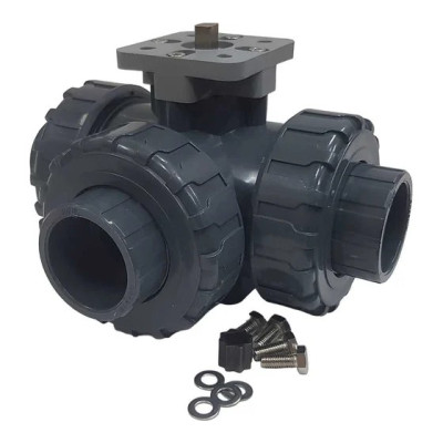 Двухходовой шаровой кран ПВХ TECHNO 3050T-PVC