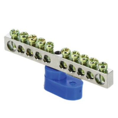 Шина нулевая N 6х9 12 отвер. латунь 2 син. угловых изолятора PROxima EKF sn0-63-12-2