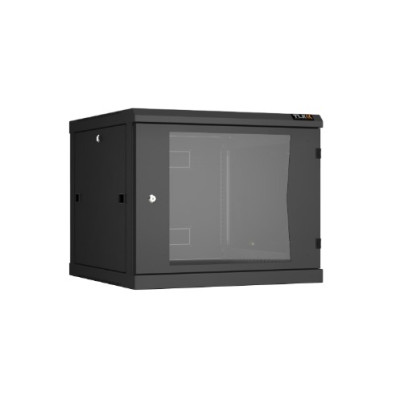 Настенный разборный шкаф TLK 19", 9U, стеклянная дверь, Ш600хВ503хГ600мм, 2 пары монтажных направляющих, черный