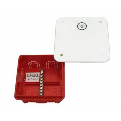 Коробка уравнивания потенциалов Hegel д/сплош стен, 10 вводов, внутр разм 90x90x48,55 мм, ниша: 102x102x50, IP20