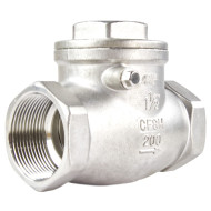 Клапан обратный DN.ru VC3232P-T Ду50 Ру16, корпус - нержавеющая сталь 316, уплотнение - PTFE, поворотный, муфтовый