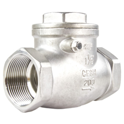 Клапан обратный DN.ru VC3232P-T Ду50 Ру16, корпус - нержавеющая сталь 316, уплотнение - PTFE, поворотный, муфтовый