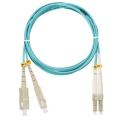 Шнур NIKOMAX волоконно-оптический, переходной, многомодовый 50/125мкм, стандарта OM3, SC/UPC-LC/UPC, двойной, полимерный материал нг(A)-HF, 2мм, аква, 1м