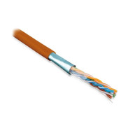 Hyperline FUTP4-C5E-S24-IN-LSZH-OR-305 (305 м) Кабель витая пара F/UTP, категория 5e, 4 пары (24 AWG), одножильный(solid), экран-фольга, LSZH, нг(А)-HF, –20°C – +75°C, оранжевый