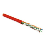 Кабель витая пара Hyperline UUTP4-C6-P24-NCR-IN-LSZH-RD-100 (100 м) неэкранированная U/UTP, категория 6, 4 пары (24 AWG), многожильный (patсh), без разделителя, LSZH, нг(А)-HF, –5°C–+60°C, красный