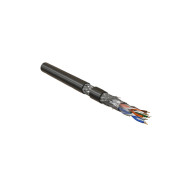 Hyperline SFUTP4-C6-S23-OUT-PE-BK-500 (500 м) Кабель витая пара, экранированная (SF/UTP), категория 6, 4 пары (23AWG), одножильный (solid), общий экран - фольга и оплетка, - 30°C - + 50°C, PE, черный