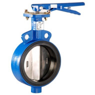 Затвор дисковый DelVal поворотный межфланцевый Чугун/CF8/EPDM рукоять, 4" DN100 PN16, Покраска - Эпоксидная, цвет - синий, квадратный шток, присоединение - PN10/16 EN 1092-01