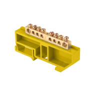 Шина EKF PROxima "0" N (6х9мм) 8 отверстий латунь желтый изолятор на DIN-рейку