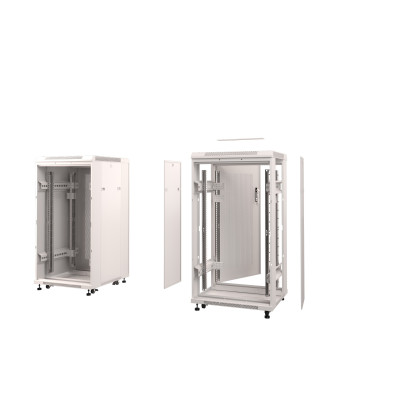 Шкаф напольный 22U Netko серия Expert (600х600х1170), напольный, БЕЗ ПЕРЕДНЕЙ ДВЕРИ, серый, разобранный(упакован в 3 коробки)