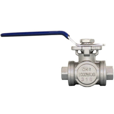 Кран шаровый трехходовой Newkey (T-тип) нержавеющий DN 8 (1/4") PN40