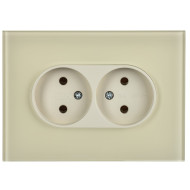 SKANDY Розетка 2-местная без заземления без защитных шторок для плоской вилки 10А SK-R03B стекло бежевый IEK