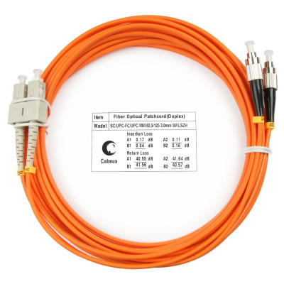Оптический патч-корд SC-FC Cabeus FOP-62-SC-FC-20m 62,5/125 (ОМ1) 20 метров