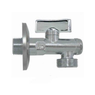 Кран НН 1/2'х3/4' угловой MIAMI, фильтром и розеткой из нерж. стали, для подкл. стирал.машин