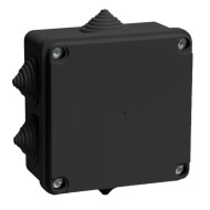 Коробка распаячная КМ41234 для открытой проводки 100х100х50мм IP55 6 гермовводов черная (RAL 9005) IEK