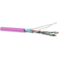 Hyperline FUTP4-C5E-P26-IN-LSZH-PK-305 (305 м) Кабель витая пара, экранированная F/UTP, категория 5e, 4 пары (26 AWG), многожильный (patch), экран - фольга, LSZH, нг(А)-HF, –20°C – +75°C, розовый