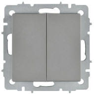 BRITE Выключатель 2-клавишный перекрестный 10А ВС10-2-3-БрС сталь IEK