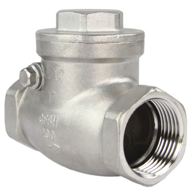 Клапан обратный DN.ru VC3232P-T Ду32 Ру16, корпус - нержавеющая сталь 316, уплотнение - PTFE, поворотный, муфтовый