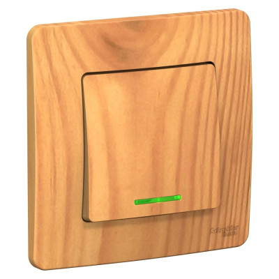 BLANCA скрытой установки одноклавишный переключатель (cх.6) с подсветкой, 10A, 250B, ясень Systeme Electric