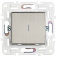 SKANDY Выключатель 1-клавишный проходной с индикацией 10А SK-V08N металл никель IEK