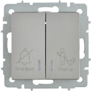 BRITE Выключатель 2-клавишный с индикацией для отелей 10А ВС10-2-9-БрС сталь IEK