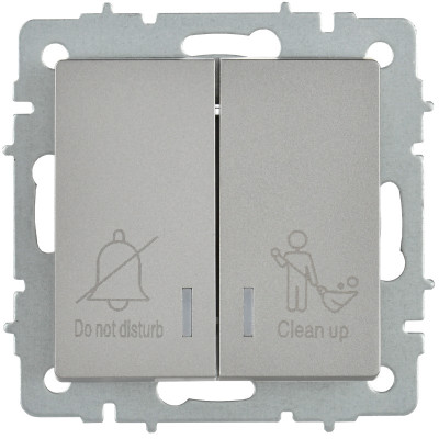 BRITE Выключатель 2-клавишный с индикацией для отелей 10А ВС10-2-9-БрС сталь IEK