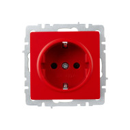 IEK BRITE Красная Розетка 1-местная с заземлением с защитными шторками 16А РС14-1-0-БрК