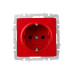 IEK BRITE Красная Розетка 1-местная с заземлением с защитными шторками 16А РС14-1-0-БрК