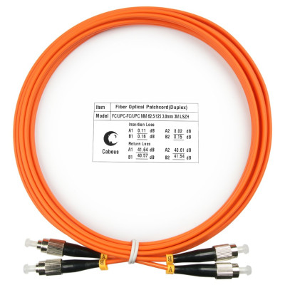 Оптический патч-корд FC-FC Cabeus FOP-62-FC-FC-3m 62,5/125 (ОМ1) 3 метра