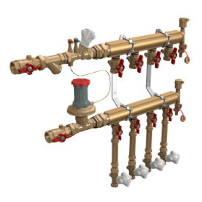 Узел распределительный Giacomini B3 коллекторный отопления этажный, подключение тип 3/4" x 1/2" / 4