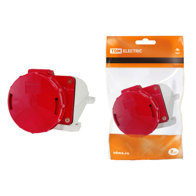 Розетка стационарная TDM ELECTRIC 134 3Р+РЕ 63А 380В IP54