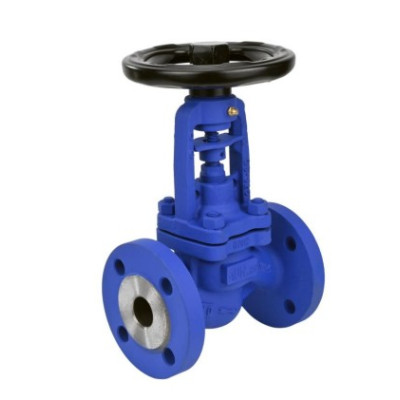 Клапан запорный сильфонный DN.ru VSO2130M-F-S Ду15 Ру40, фланцевый, корпус - сталь GS-C25, уплотнение - металл, управление - штурвал