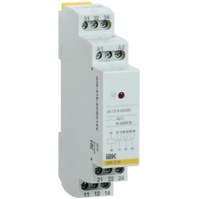 Промежуточное реле IEK OIR 3 контактов (16А) 12В AC/DC