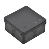 Коробка распаячная двухкомпонентная КМ42455 для открытой проводки безгалогенная (HF) 100х100х50мм IP67 8 вводов черная UKO21-100-100-050-K02-66 IEK