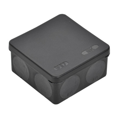 Коробка распаячная двухкомпонентная КМ42455 для открытой проводки безгалогенная (HF) 100х100х50мм IP67 8 вводов черная UKO21-100-100-050-K02-66 IEK