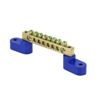 Шина нулевая EKF PROxima N 8х12 8 отверстий латунь 2 синих угловых изолятора