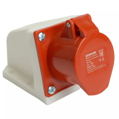 Силовой разъем Stekker RST 3P+PE с крышкой красный RST32-124-44