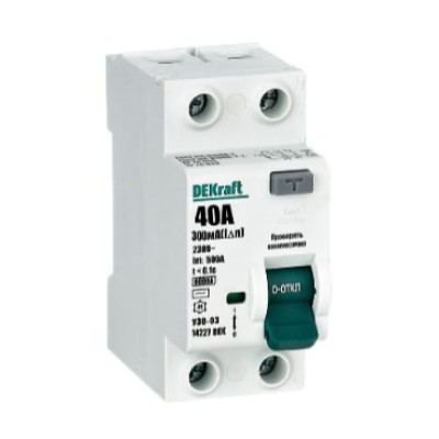 Выключатель дифференциального тока Dekraft УЗО 03-6кА-2P-040А-300-AC