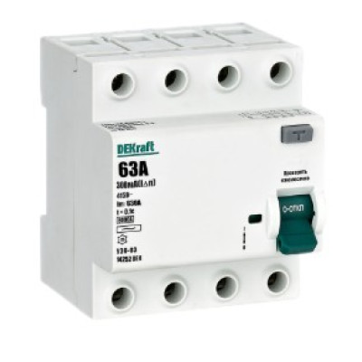 Выключатель дифференциального тока Dekraft УЗО 03-6кА-4P-063А-300-AC