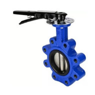 Затвор дисковый поворотный DN.ru WBV1631N-2W-Fb-H Ду150 Ру16 LUG межфланцевый, корпус - высокопрочный чугун GGG45/QT450, диск - нержавеющая сталь 304, уплотнение - NBR, с ISO-фланцем F07, квадрат 14х14, с рукояткой