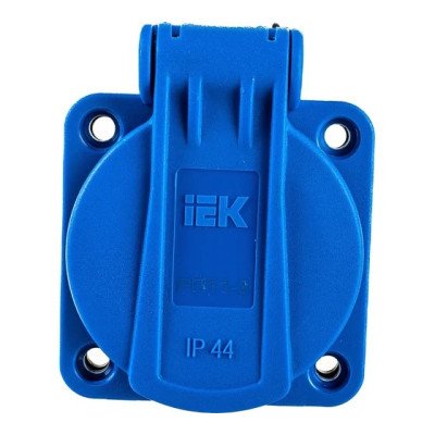 Силовой разъем IEK Magnum 2P+PE 16А IP44 РП11-3 с защ. крышкой с заземлением сининий
