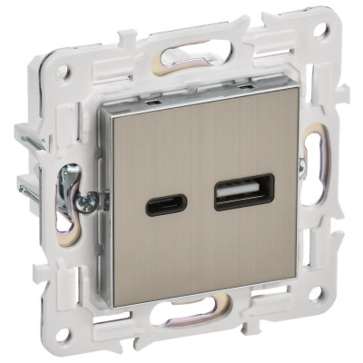 SKANDY Розетка USB A+C 3,1А SK-R14N металл никель IEK