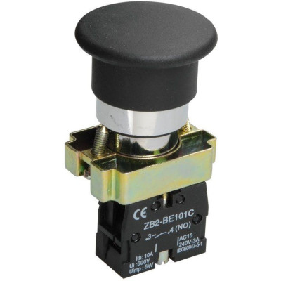 IEK BBG70-BC-K02 Кнопка LAY5-BS21 "Грибок" черная 1з