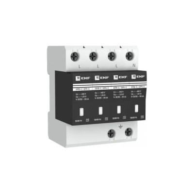 Ограничитель импульсных перенапряжений EKF ОПВ-B/4P In 30кА 400В (с сигнализацией) (opv-b4)
