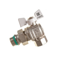 Кран шар. Superior угловой с разъем. Со. и стоп. кол., белая ручка-бабочка, вн.-на.рез.3/4" IVANCI