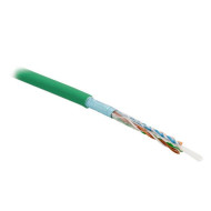 Hyperline FUTP4-C5E-S24-IN-PVC-GN-305 (305 м) Кабель витая пара, экранированная F/UTP, категория 5e, 4 пары (24 AWG), одножильный (solid), экран - фольга, PVC, –20°C – +75°C, зеленый