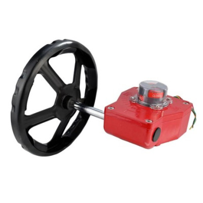 Редуктор четвертьоборотный DN.ru HGBF RQN1-180Z с индикатором положения и датчиком обратной связи, корпус - алюминий, штурвал - 120мм, квадрат штока 14х14, F05/F07