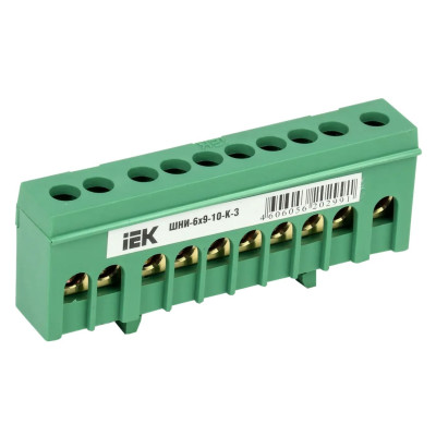 Шина PE земля корпусный изолятор на DIN-рейку ШНИ-6х9-10-К-З IEK