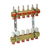 Группа коллекторная Giacomini латунь R553FY045 с расходомерами 1" м/м 5в 3/4" ЕК н/р