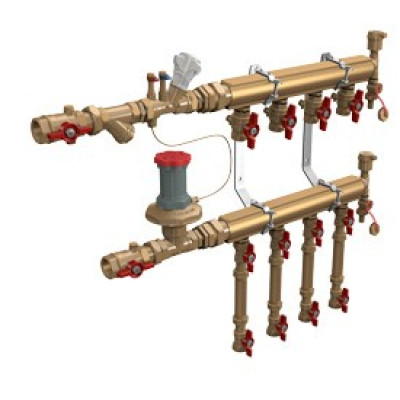 Узел коллекторный Giacomini отопления этажный, подключение тип B3 1" x 1/2" / 4 (DN40)