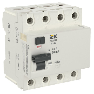 Выключатель дифференциального тока IEK ARMAT R10N 4P 40А 30мА тип A